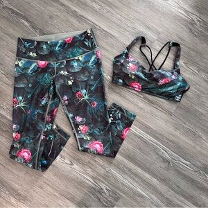 Lululemon Woman Set Free to Be Bra and Legging Size 8 Luxtreme Floral Print rare